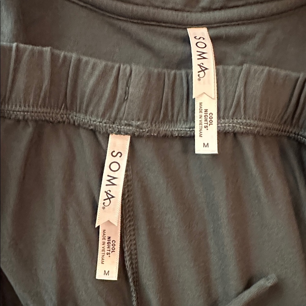 Soma Cool Nights M teal forest green 2-piece long sleeve drawstring pajamas - Picture 12 of 15